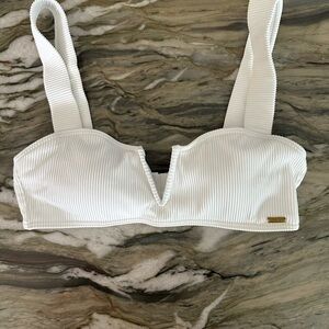Roxy White Ribbed Bandeau